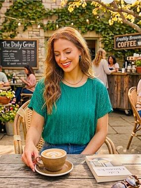 TanJay Emerald Green Short Sleeve Knit Top